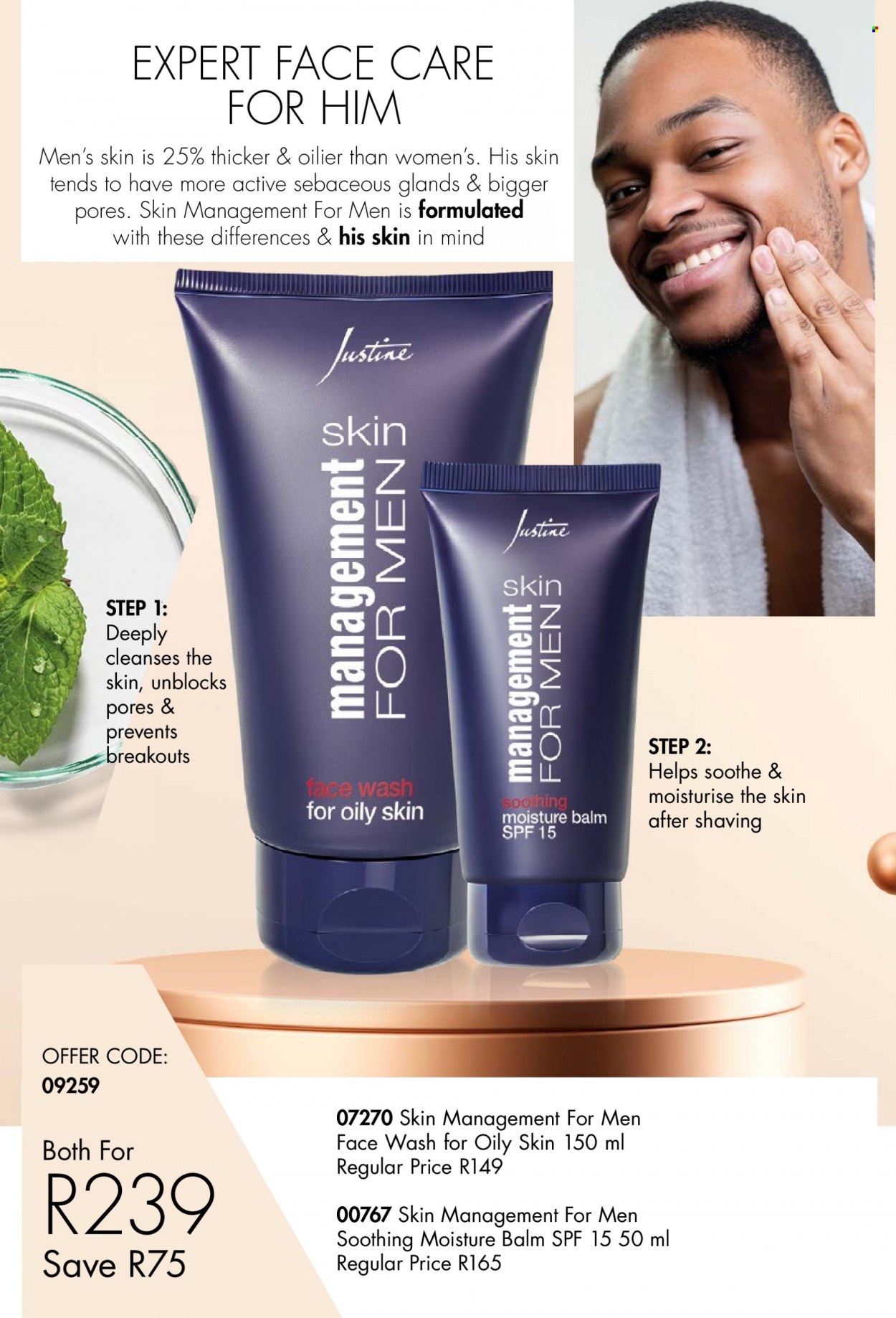 thumbnail - Justine catalogue  - 07/07/2022 - 31/07/2022 - Sales products - face gel, face wash. Page 19.