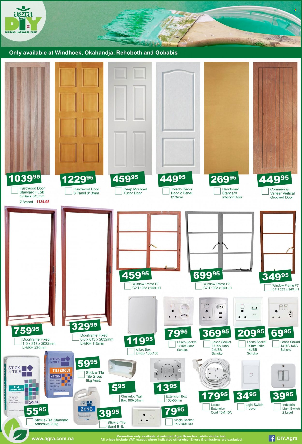 Agra catalogue  - 19/07/2022 - 21/08/2022 - Sales products - adhesive, switch, socket, wall box, extension cord. Page 3.