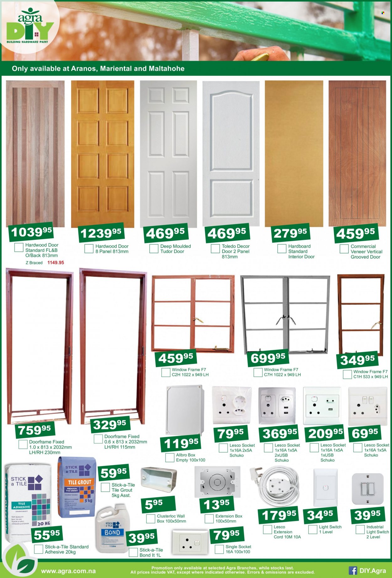 Agra catalogue  - 19/07/2022 - 21/08/2022 - Sales products - adhesive, switch, socket, wall box, extension cord. Page 5.
