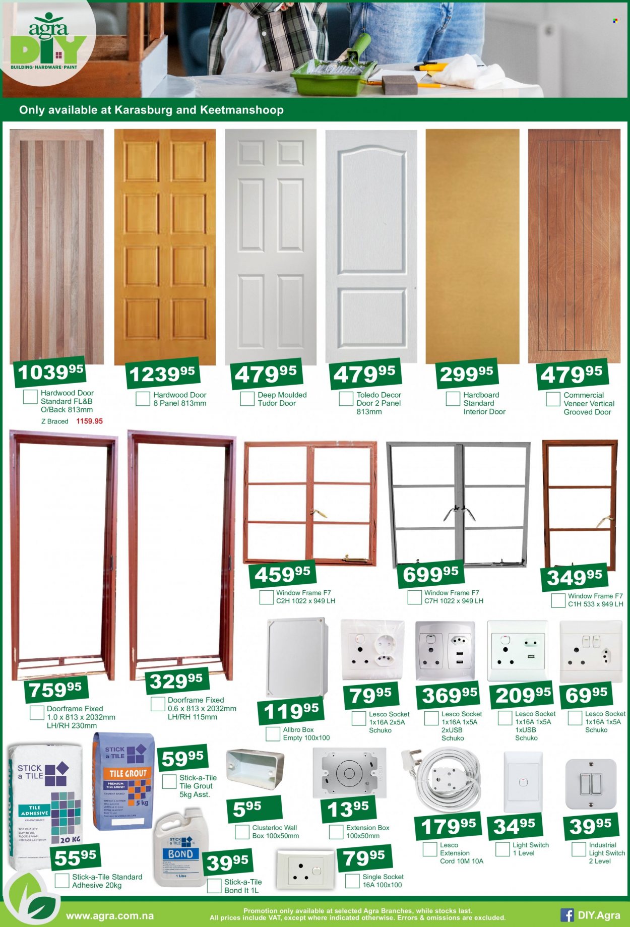 Agra catalogue  - 19/07/2022 - 21/08/2022 - Sales products - adhesive, switch, socket, wall box, extension cord. Page 7.