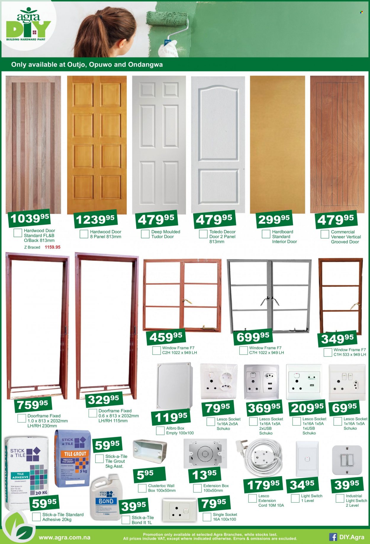 Agra catalogue  - 19/07/2022 - 21/08/2022 - Sales products - adhesive, switch, socket, wall box, extension cord. Page 11.