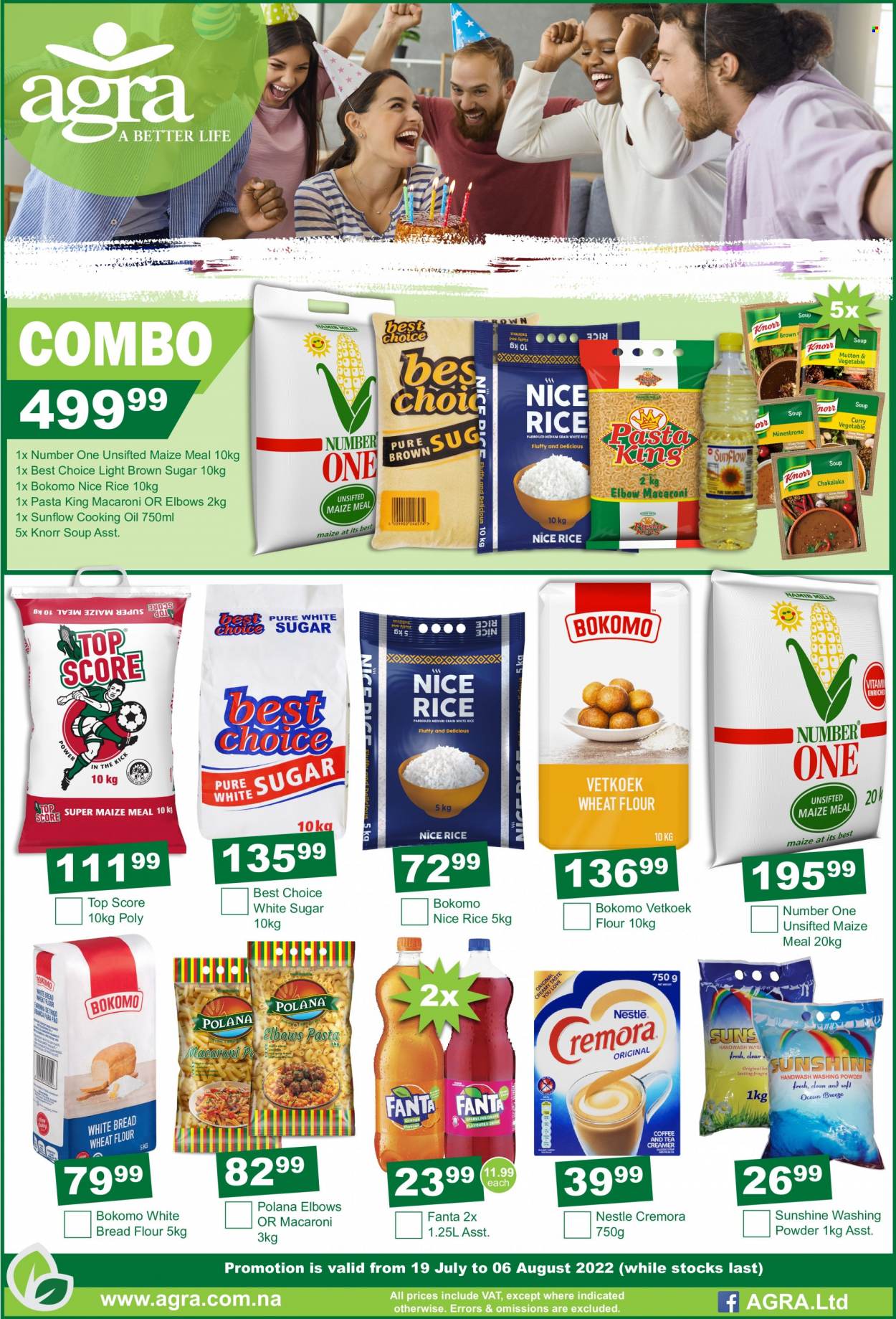 Agra catalogue  - 19/07/2022 - 06/08/2022 - Sales products - soup, oil, sunflower, Nestlé, syrup. Page 1.