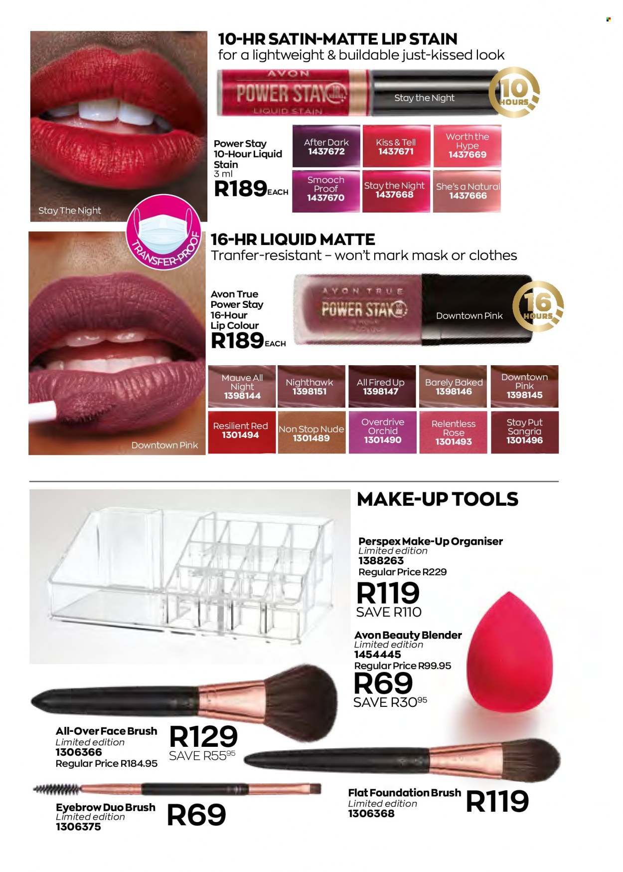 Avon catalogue  - 01/05/2022 - 31/05/2022 - Sales products - Avon, brush, lip stain, makeup, foundation brush. Page 92.