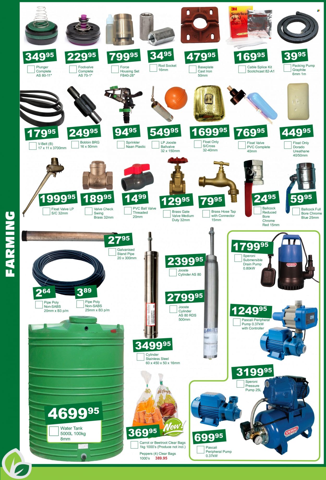 Agra catalogue  - 19/07/2022 - 21/08/2022 - Sales products - water tank, pipe, bag, tank, belt, socket. Page 8.